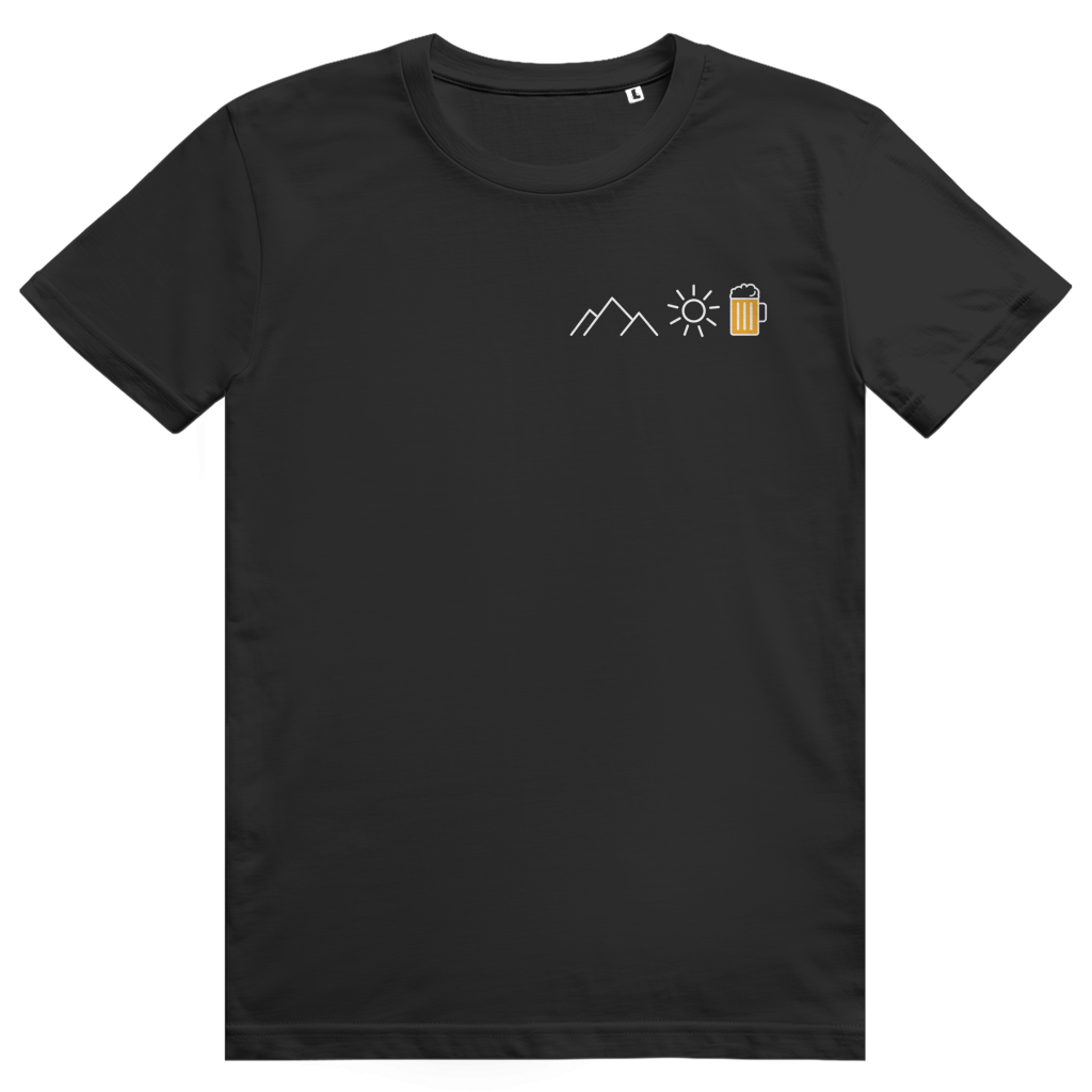 Berge Sonne Bier - Cooles Berge & Bier Pocket Design - Premium Bio Unisex T-Shirt