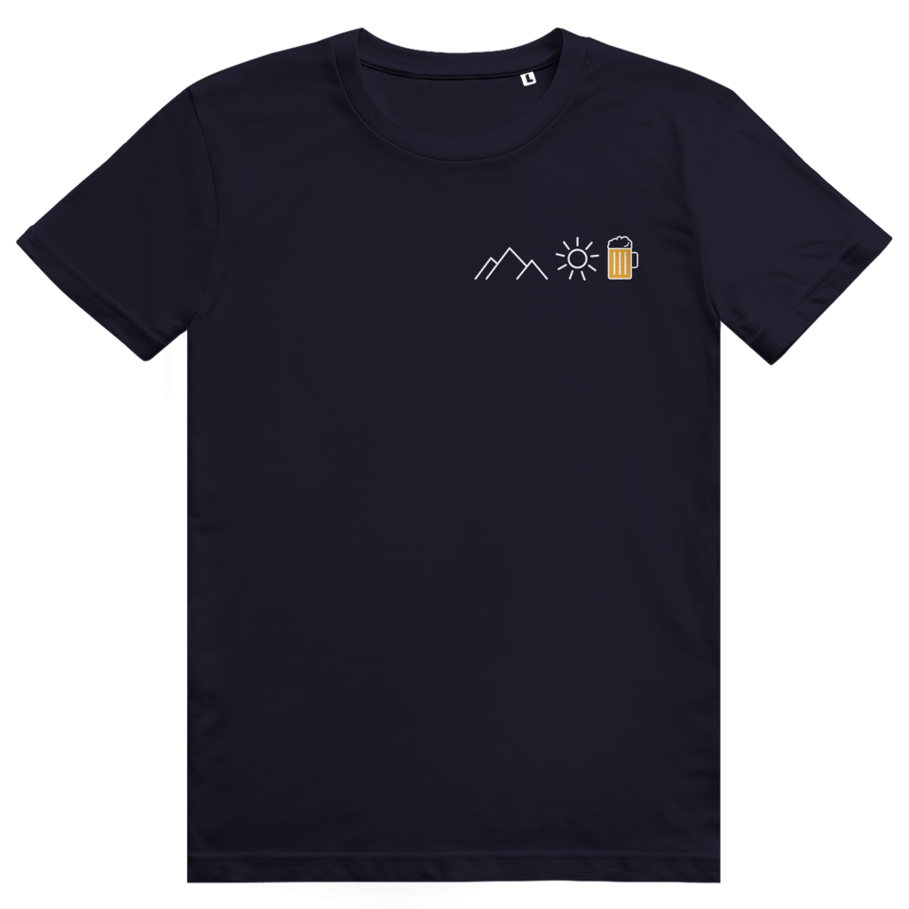Berge Sonne Bier - Cooles Berge & Bier Pocket Design - Premium Bio Unisex T-Shirt