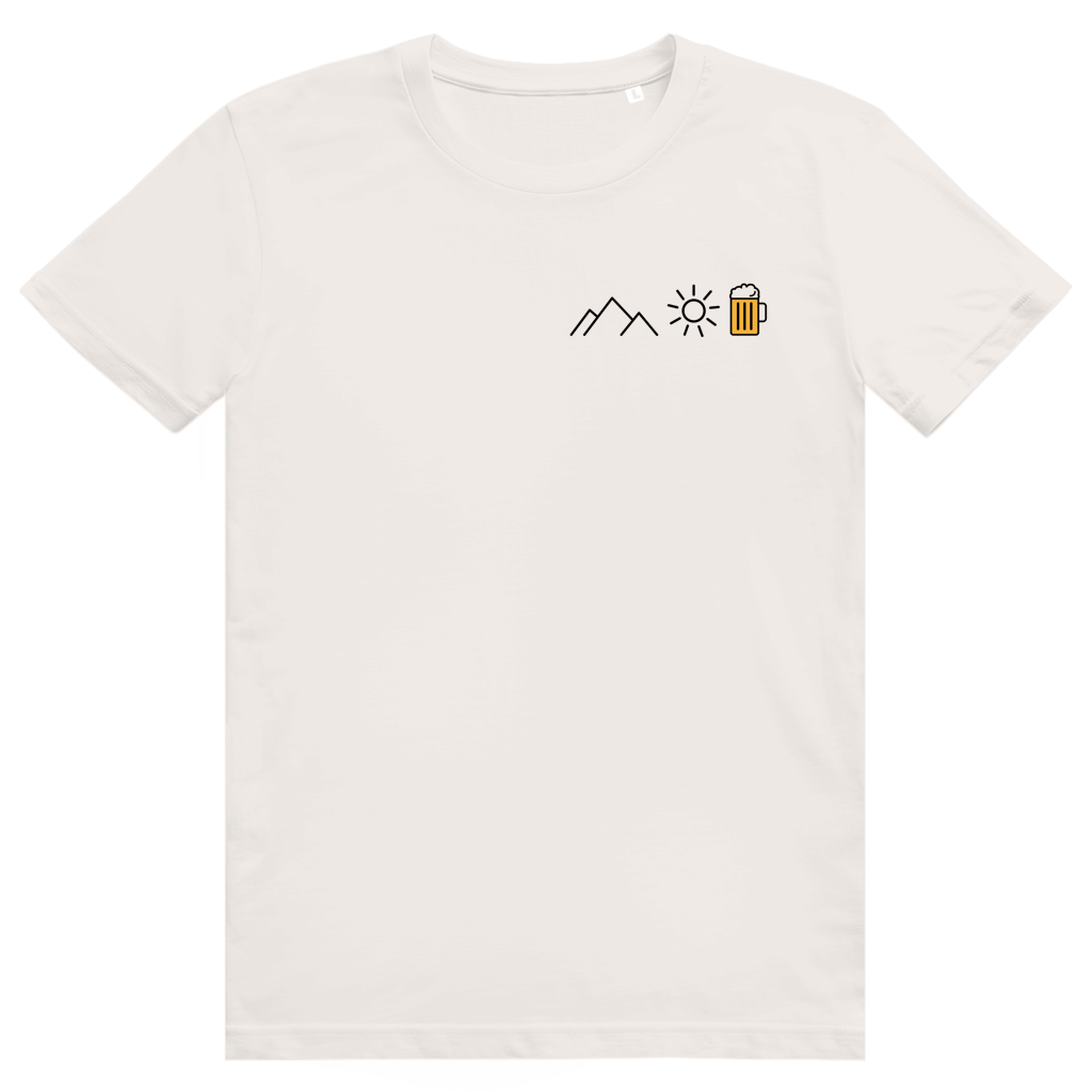 Berge Sonne Bier - Cooles Berge & Bier Pocket Design - Premium Bio Unisex T-Shirt