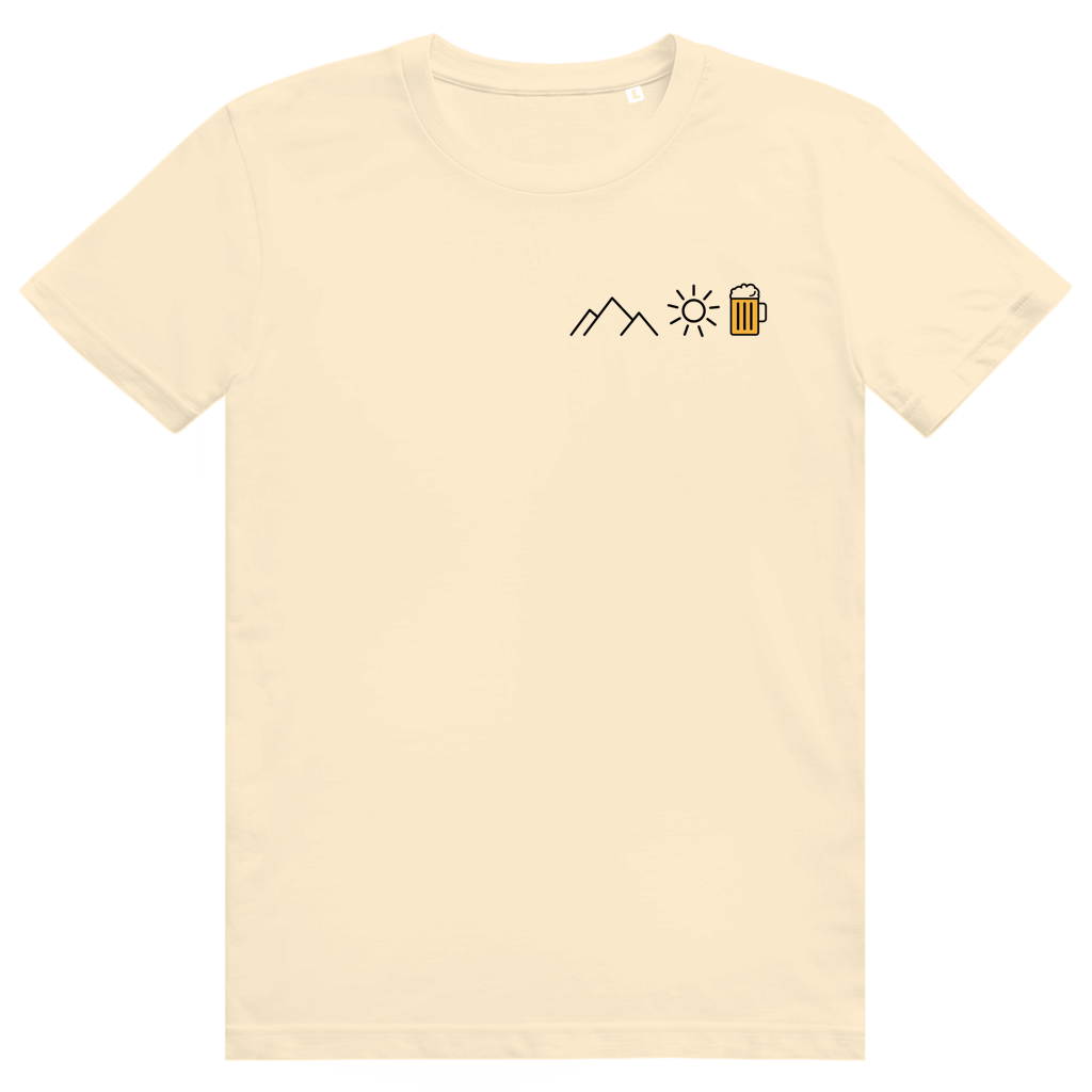 Berge Sonne Bier - Cooles Berge & Bier Pocket Design - Premium Bio Unisex T-Shirt