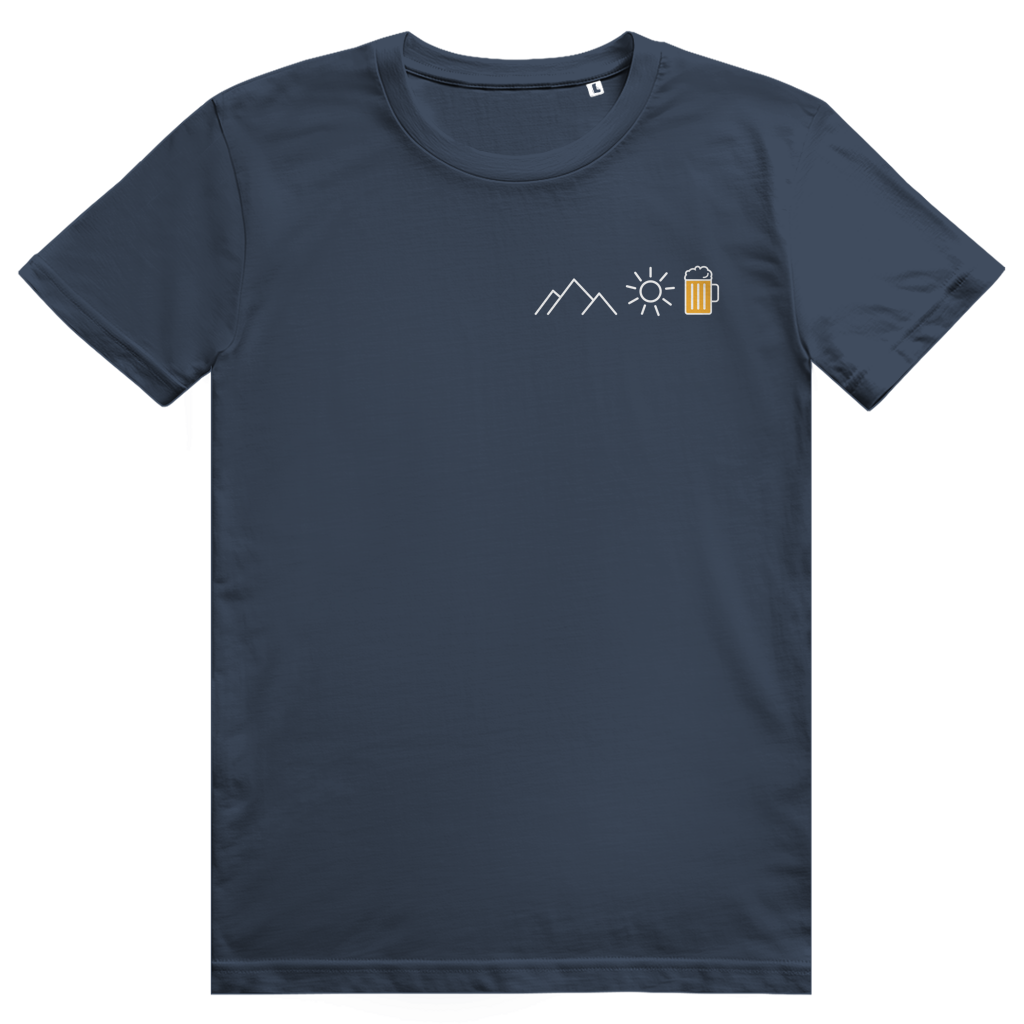 Berge Sonne Bier - Cooles Berge & Bier Pocket Design - Premium Bio Unisex T-Shirt