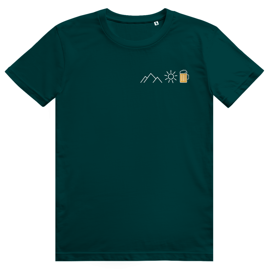 Berge Sonne Bier - Cooles Berge & Bier Pocket Design - Premium Bio Unisex T-Shirt