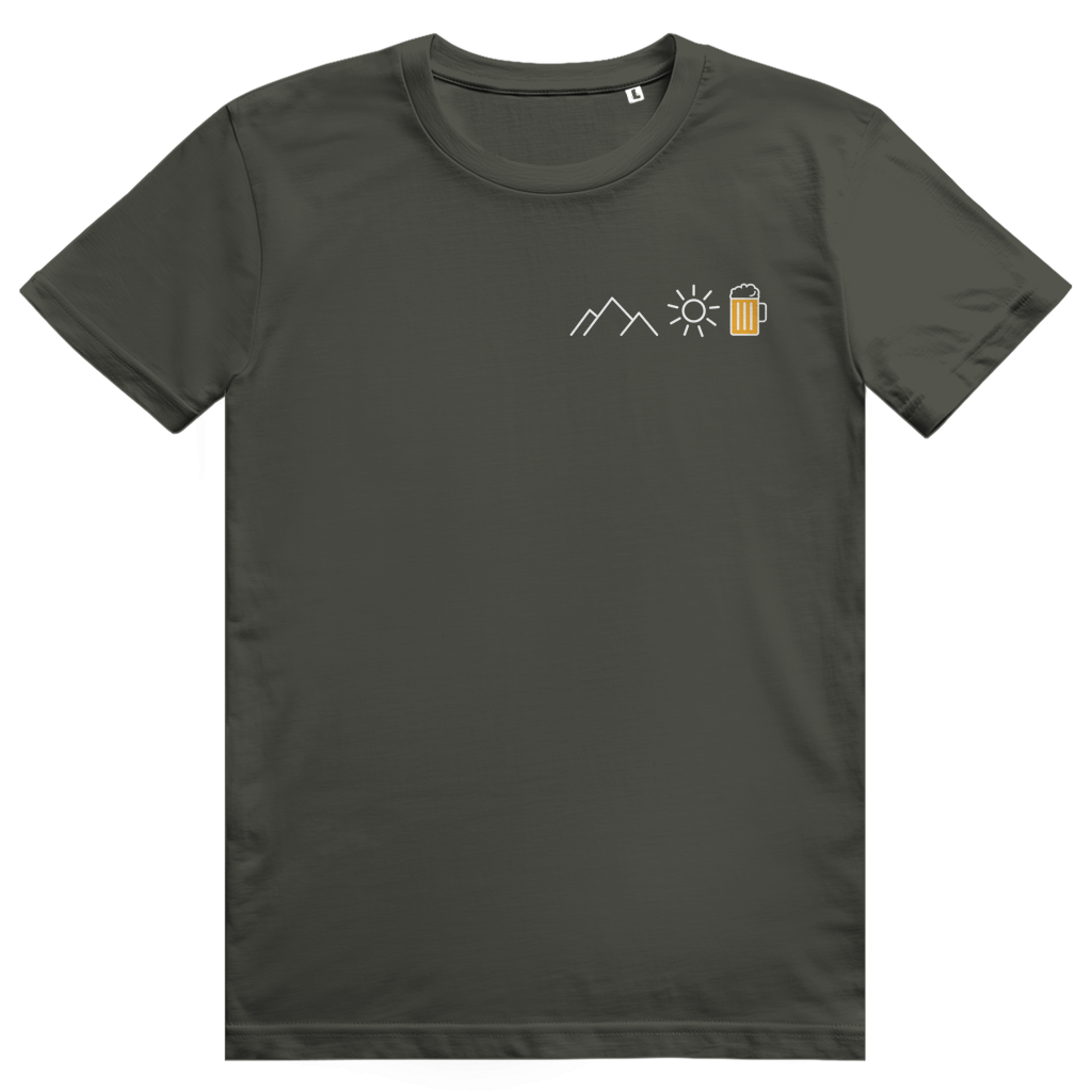 Berge Sonne Bier - Cooles Berge & Bier Pocket Design - Premium Bio Unisex T-Shirt