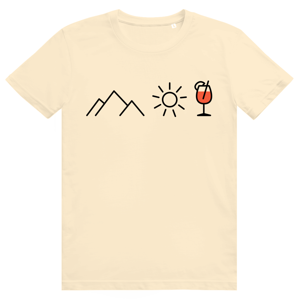 Berge Sonne Spritz - Cooles Berge & Spritz Design - Premium Bio Unisex T-Shirt