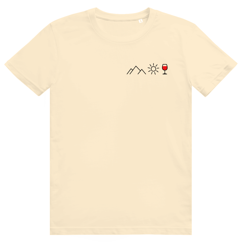 Berge Sonne Wein - Cooles Berge & Rotwein Pocket Design - Premium Bio Unisex T-Shirt