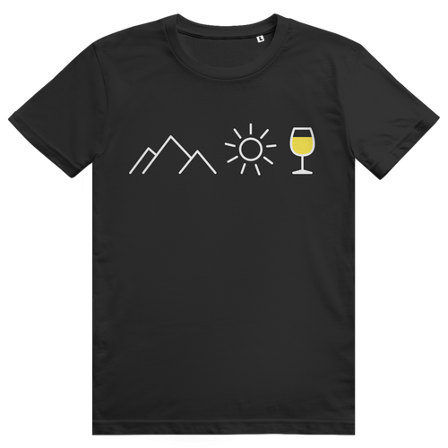 Berge Sonne Wein - Cooles Berge & Weißwein Design - Premium Bio Unisex T-Shirt