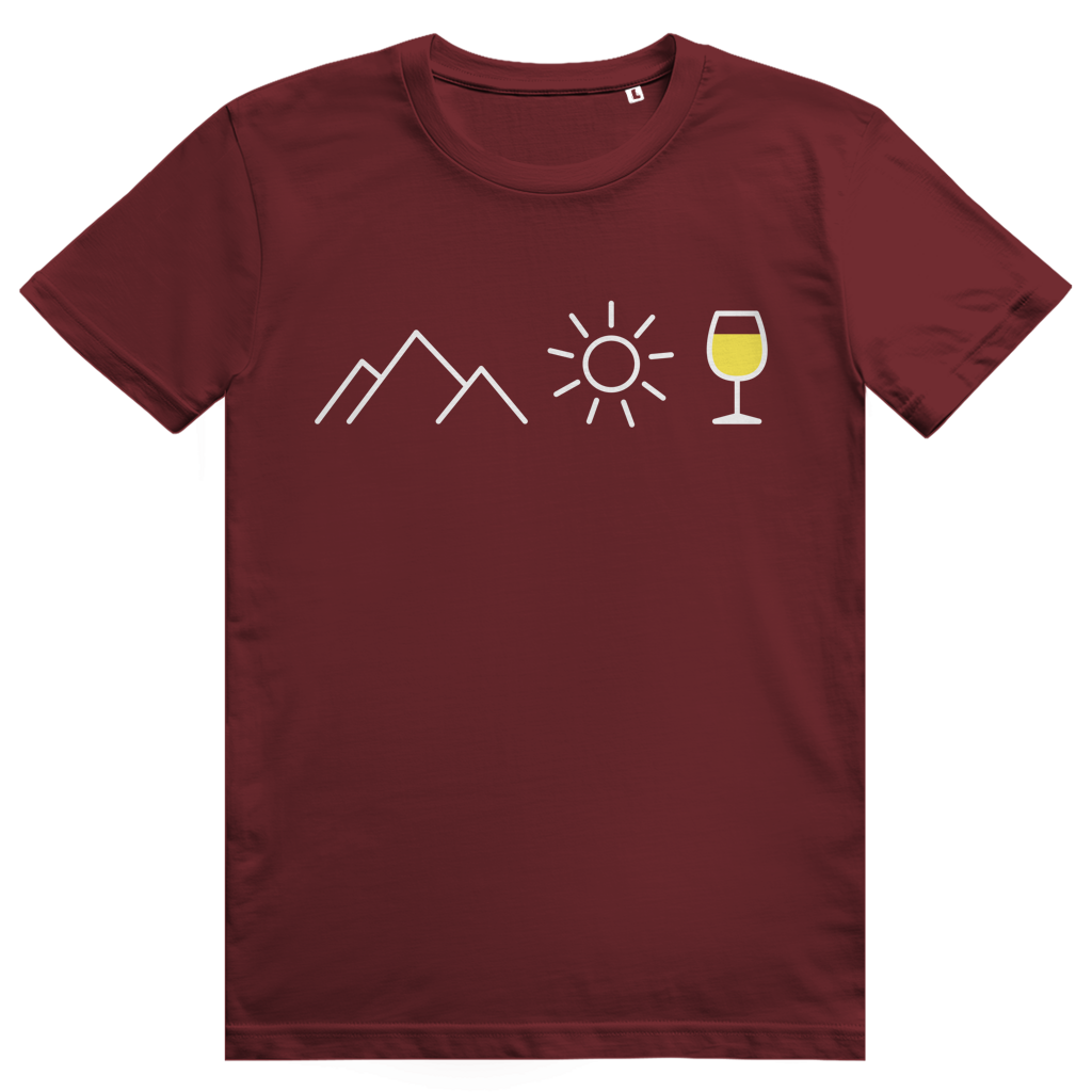 Berge Sonne Wein - Cooles Berge & Weißwein Design - Premium Bio Unisex T-Shirt