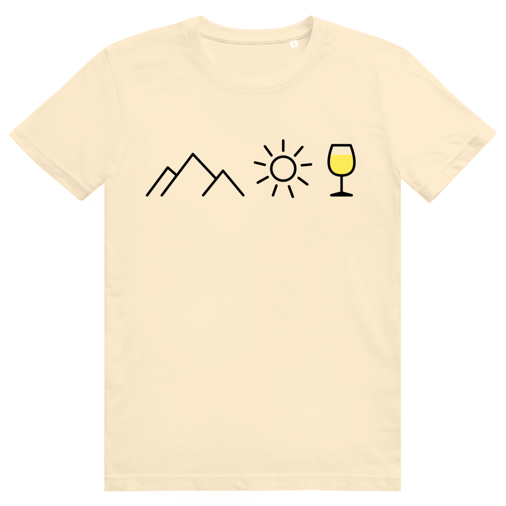 Berge Sonne Wein - Cooles Berge & Weißwein Design - Premium Bio Unisex T-Shirt