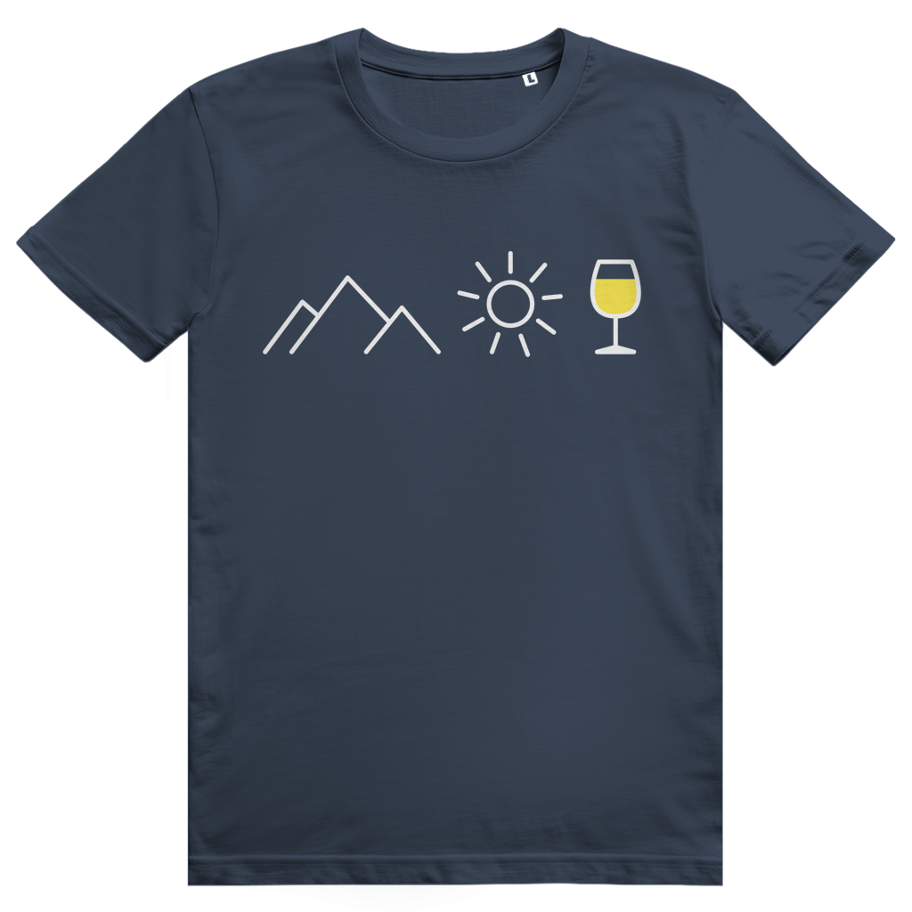 Berge Sonne Wein - Cooles Berge & Weißwein Design - Premium Bio Unisex T-Shirt