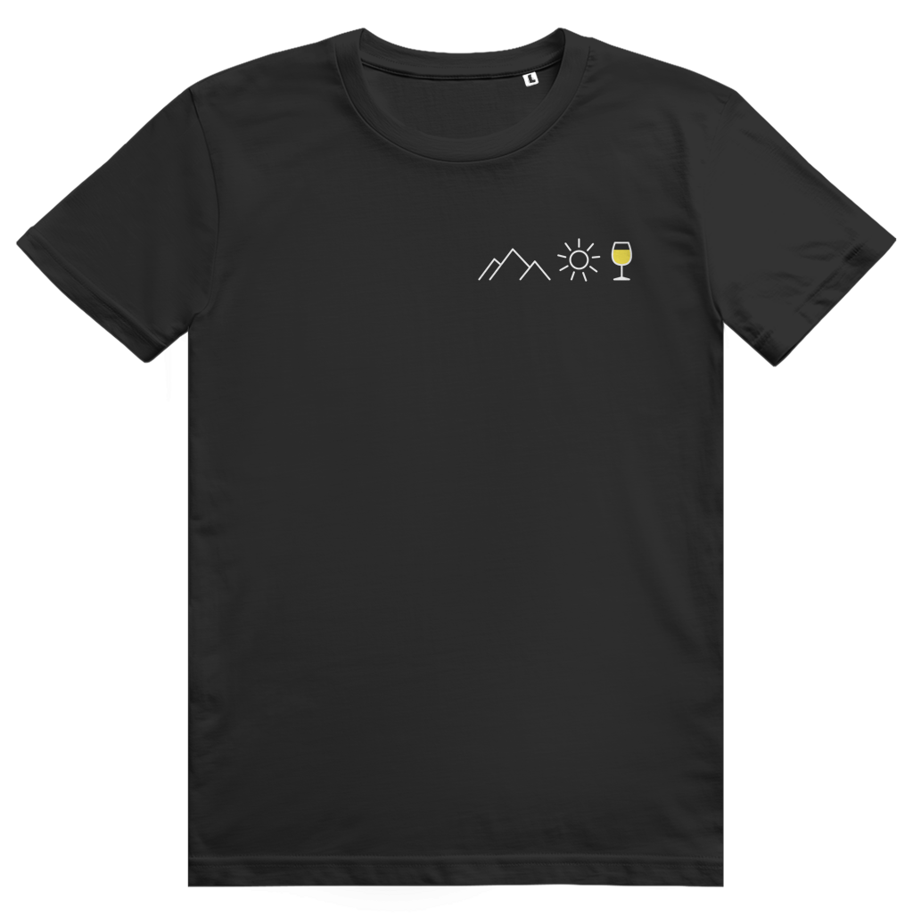 Berge Sonne Wein - Cooles Berge & Weißwein Pocket Design - Premium Bio Unisex T-Shirt