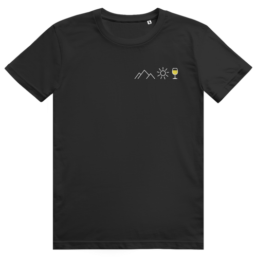 Berge Sonne Wein - Cooles Berge & Weißwein Pocket Design - Premium Bio Unisex T-Shirt