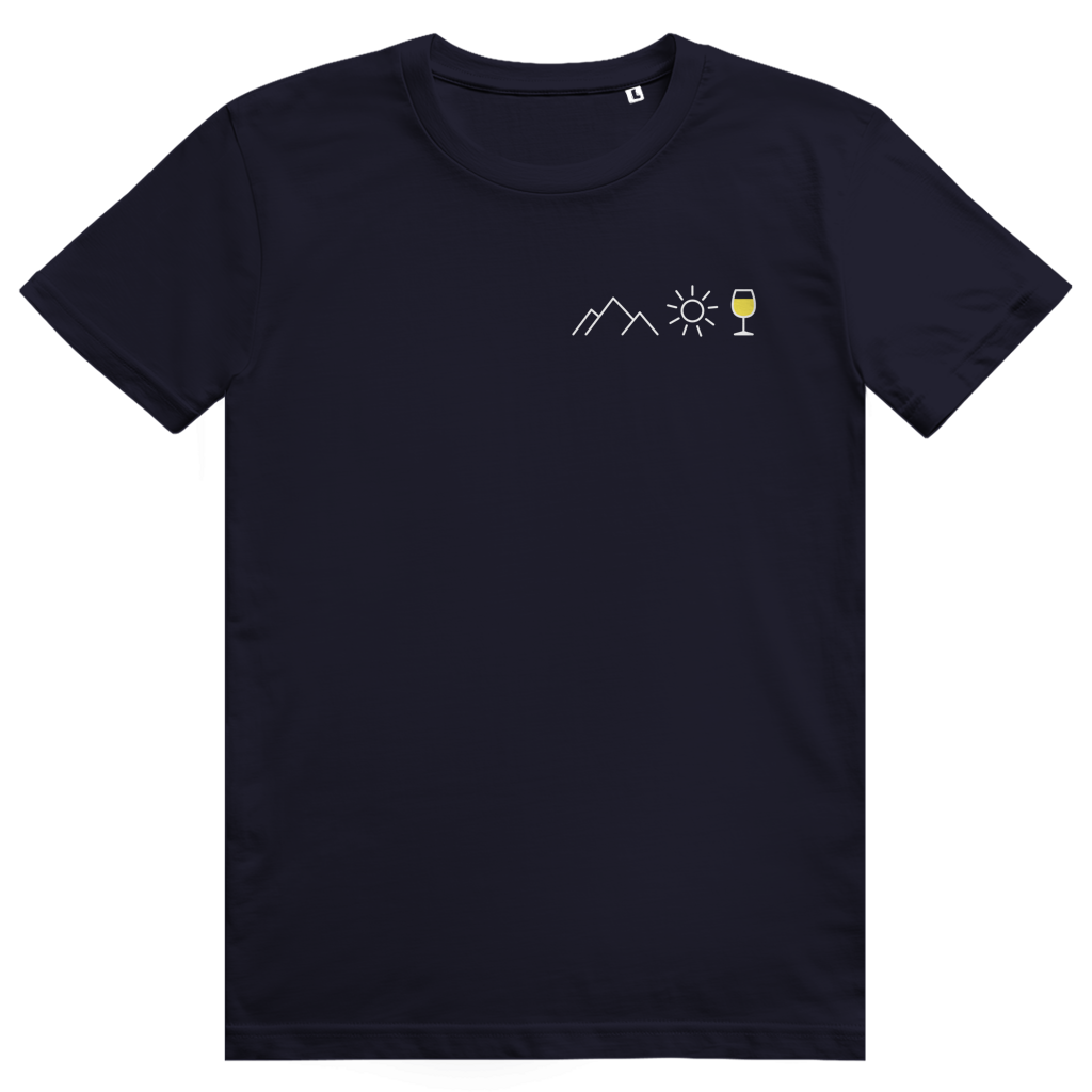 Berge Sonne Wein - Cooles Berge & Weißwein Pocket Design - Premium Bio Unisex T-Shirt