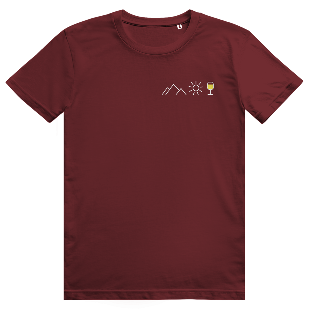 Berge Sonne Wein - Cooles Berge & Weißwein Pocket Design - Premium Bio Unisex T-Shirt