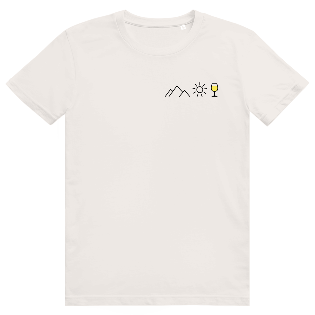 Berge Sonne Wein - Cooles Berge & Weißwein Pocket Design - Premium Bio Unisex T-Shirt