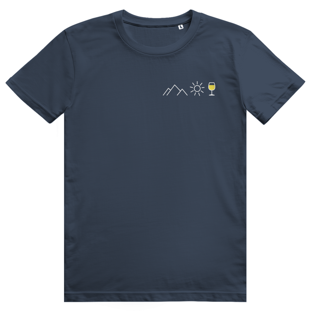 Berge Sonne Wein - Cooles Berge & Weißwein Pocket Design - Premium Bio Unisex T-Shirt