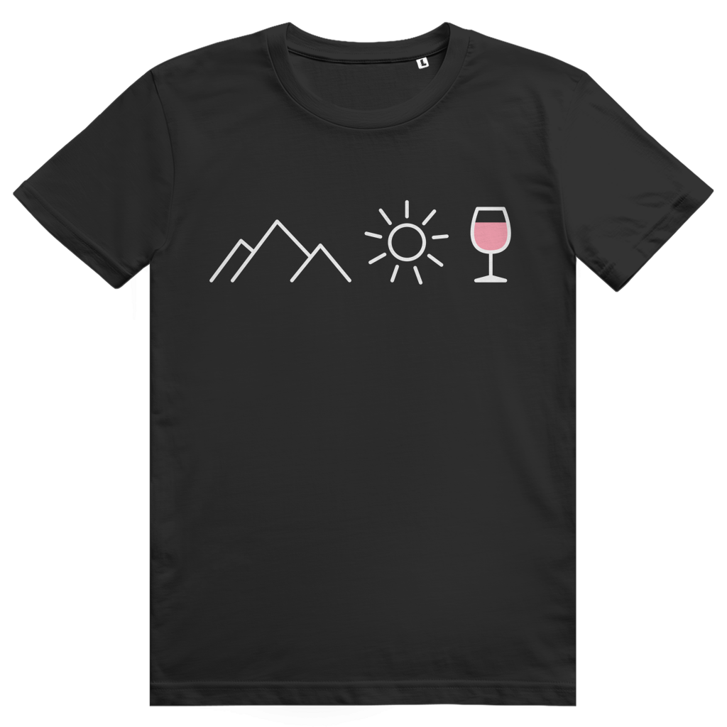 Berge Sonne Wein - Cooles Berge & Roséwein Design - Premium Bio Unisex T-Shirt