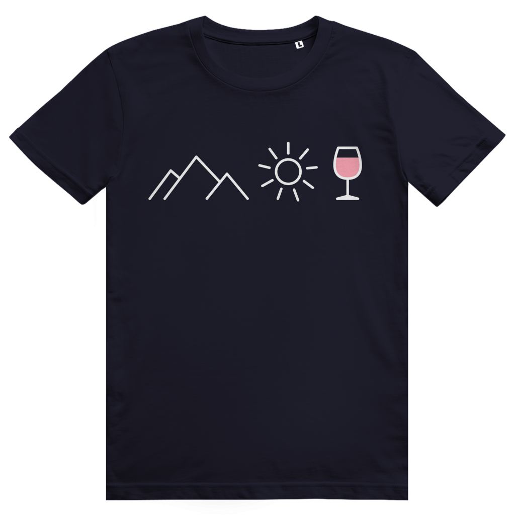 Berge Sonne Wein - Cooles Berge & Roséwein Design - Premium Bio Unisex T-Shirt