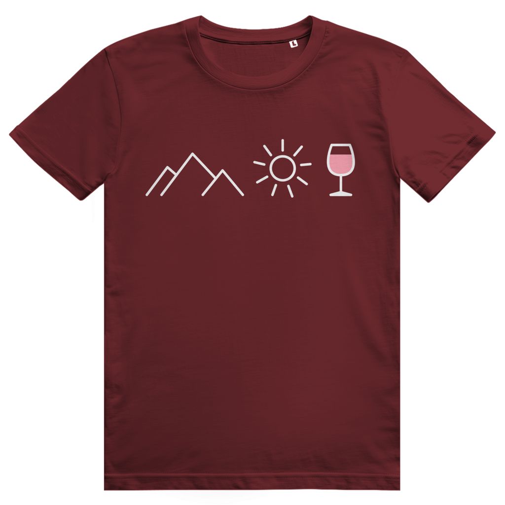 Berge Sonne Wein - Cooles Berge & Roséwein Design - Premium Bio Unisex T-Shirt