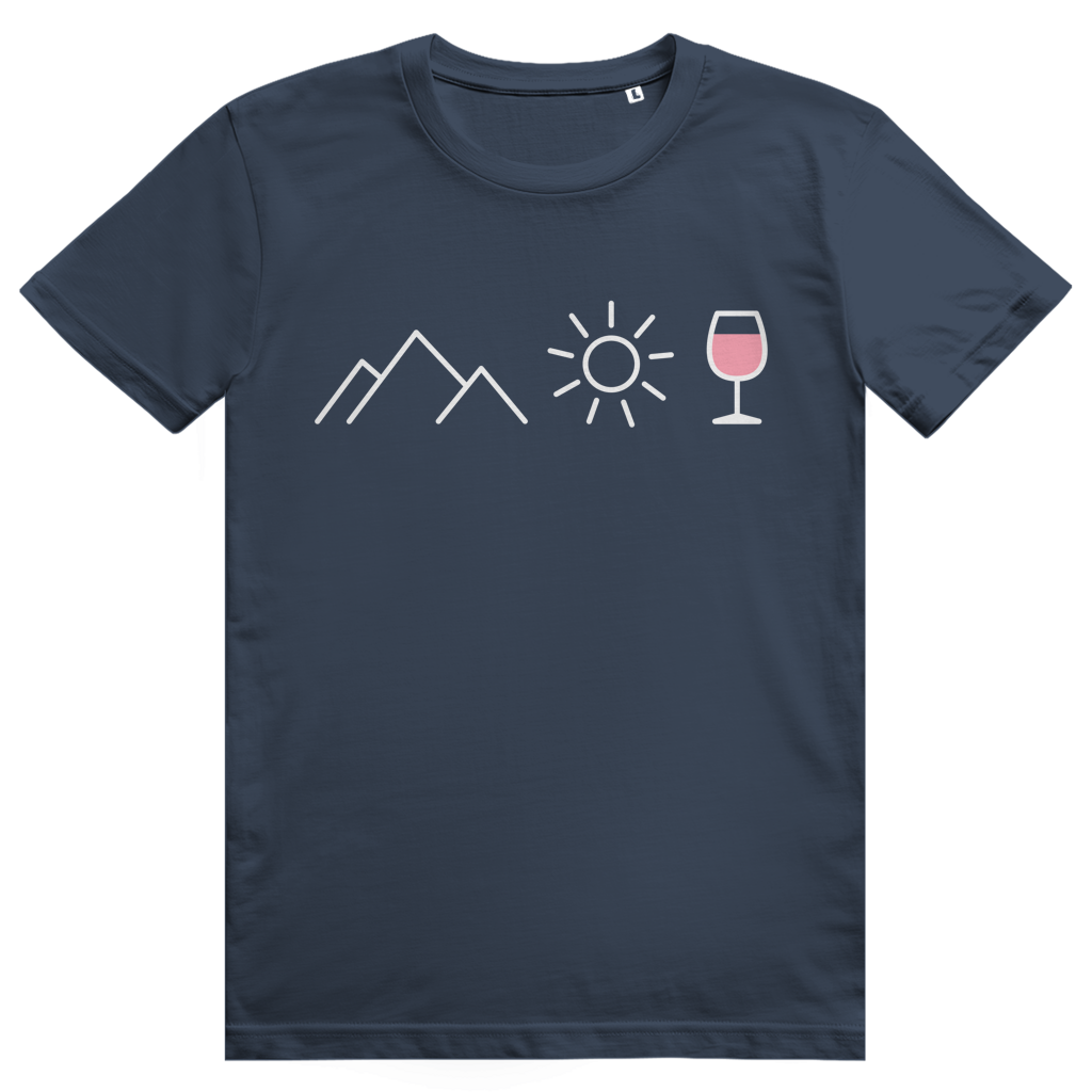Berge Sonne Wein - Cooles Berge & Roséwein Design - Premium Bio Unisex T-Shirt