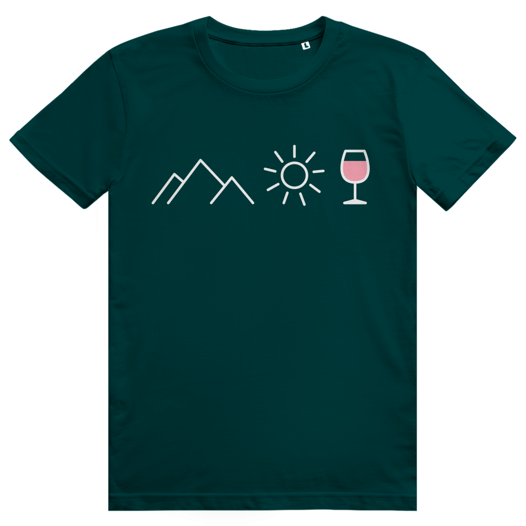 Berge Sonne Wein - Cooles Berge & Roséwein Design - Premium Bio Unisex T-Shirt