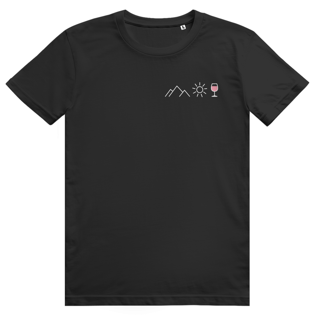 Berge Sonne Wein - Cooles Berge & Roséwein Pocket Design - Premium Bio Unisex T-Shirt