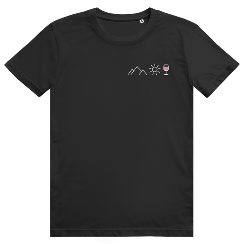 Berge Sonne Wein - Cooles Berge & Roséwein Pocket Design - Premium Bio Unisex T-Shirt