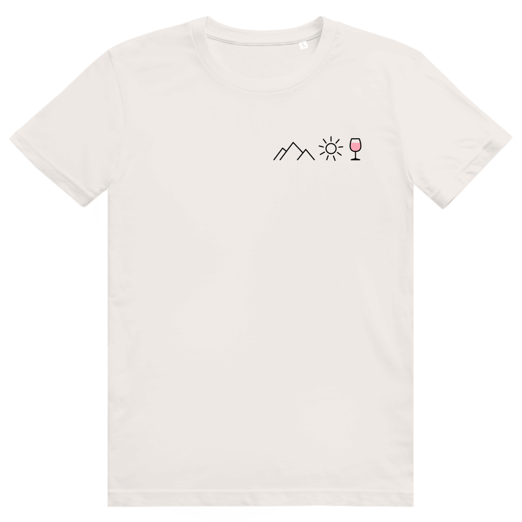 Berge Sonne Wein - Cooles Berge & Roséwein Pocket Design - Premium Bio Unisex T-Shirt