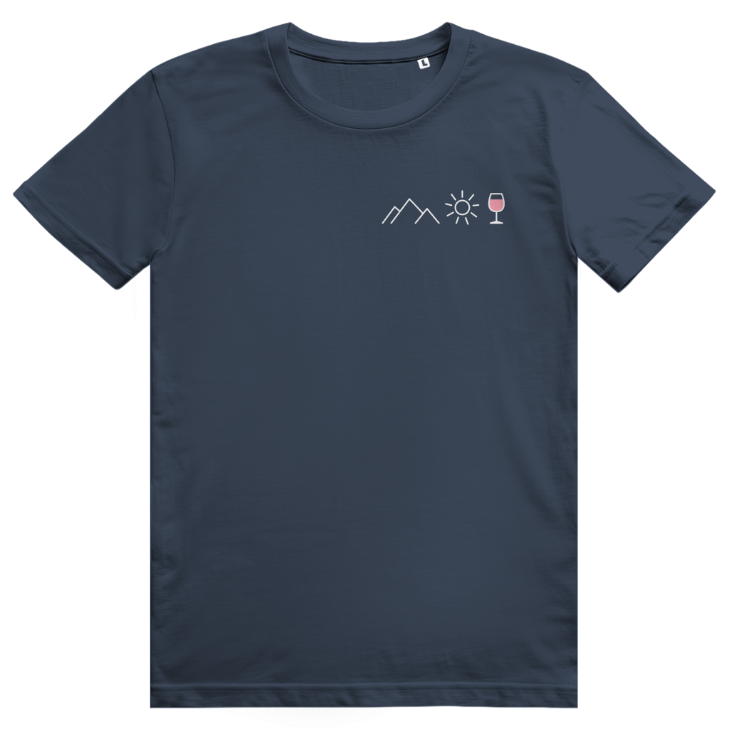 Berge Sonne Wein - Cooles Berge & Roséwein Pocket Design - Premium Bio Unisex T-Shirt