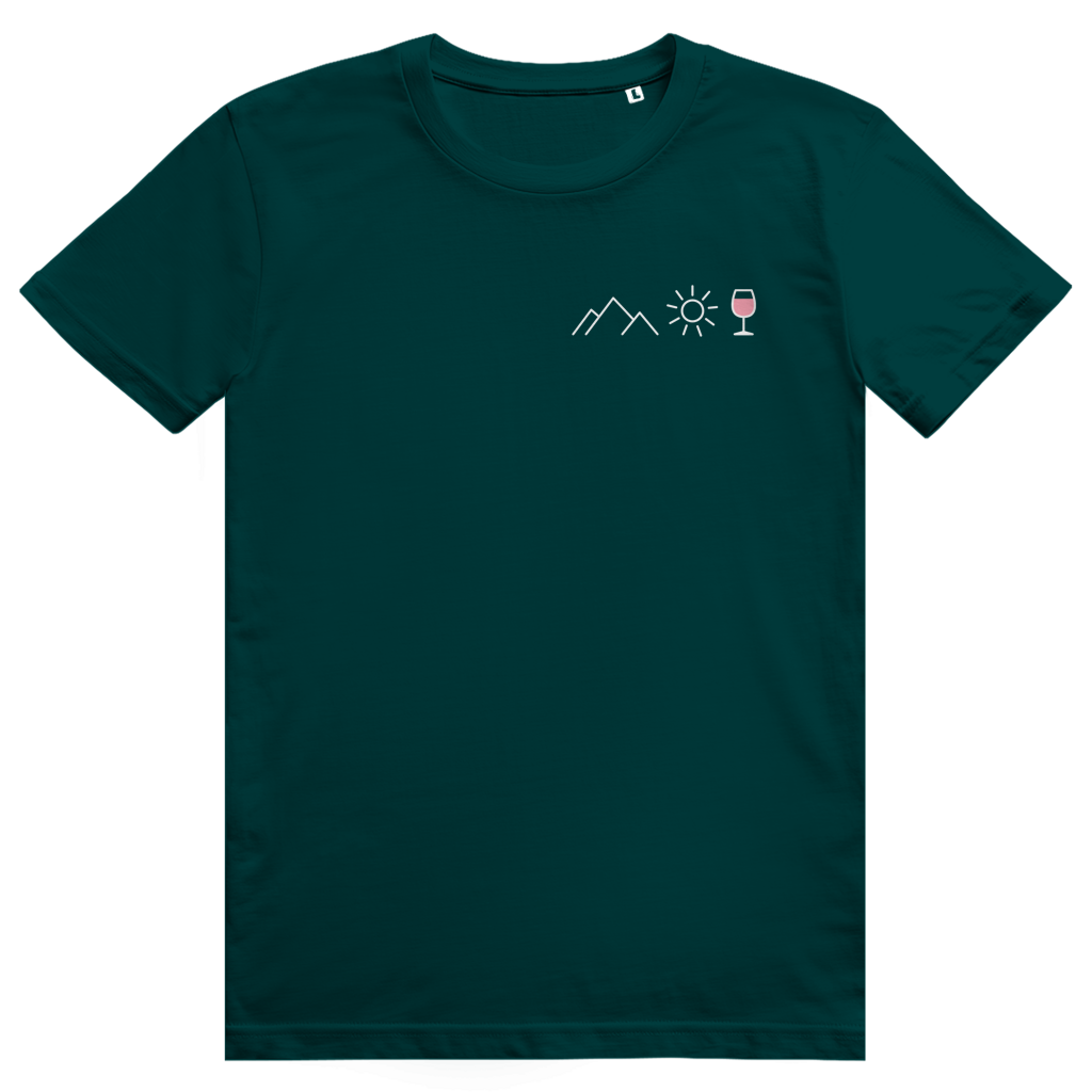 Berge Sonne Wein - Cooles Berge & Roséwein Pocket Design - Premium Bio Unisex T-Shirt
