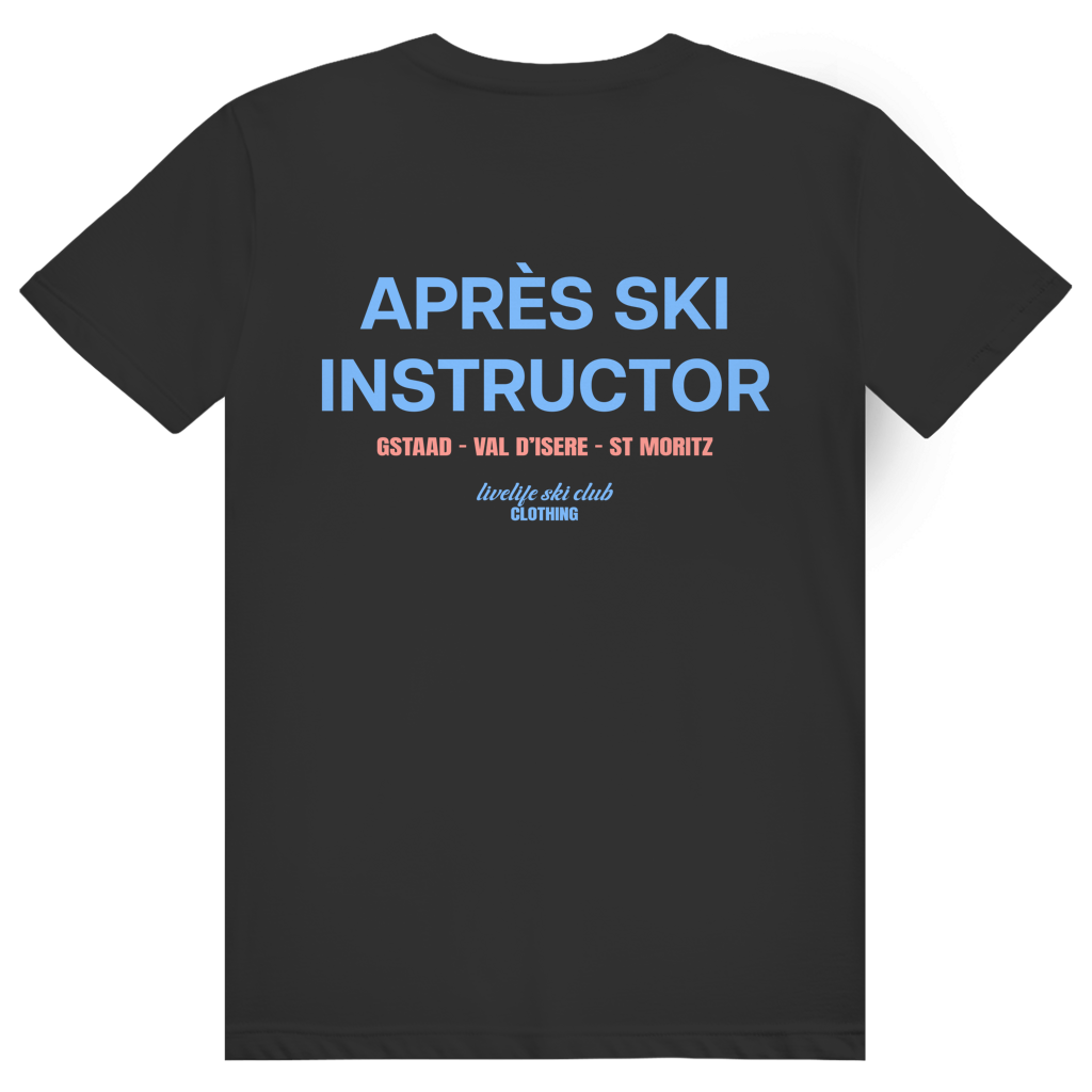Après Ski Instructor - Lustiger Après Ski Lehrer - Premium Bio Unisex (Rückendruck) T-Shirt