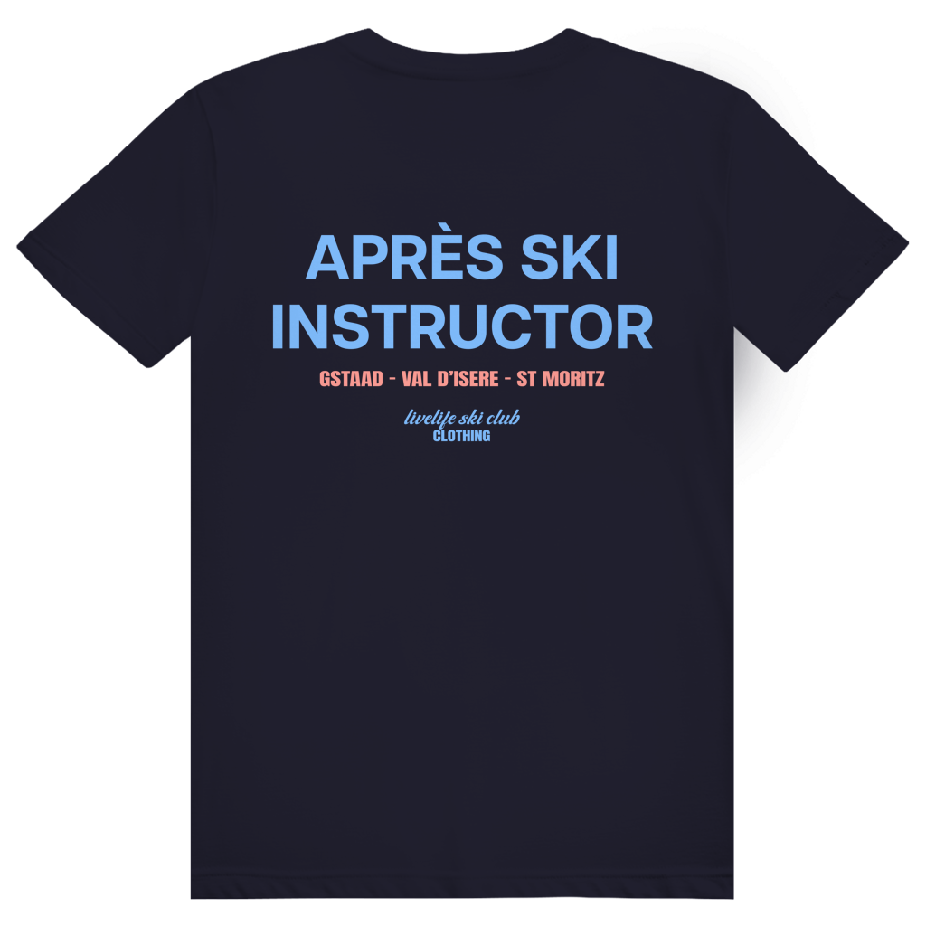 Après Ski Instructor - Lustiger Après Ski Lehrer - Premium Bio Unisex (Rückendruck) T-Shirt