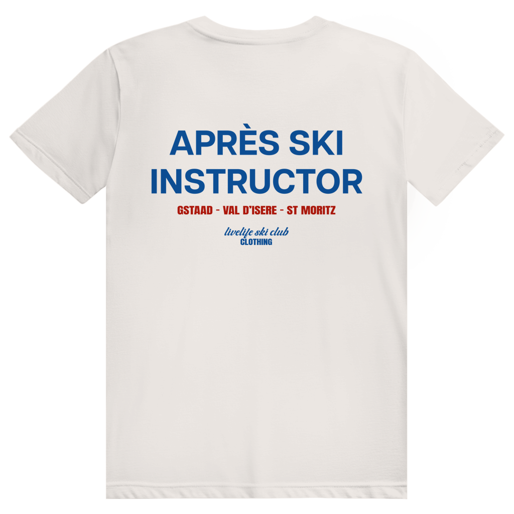 Après Ski Instructor - Lustiger Après Ski Lehrer - Premium Bio Unisex (Rückendruck) T-Shirt