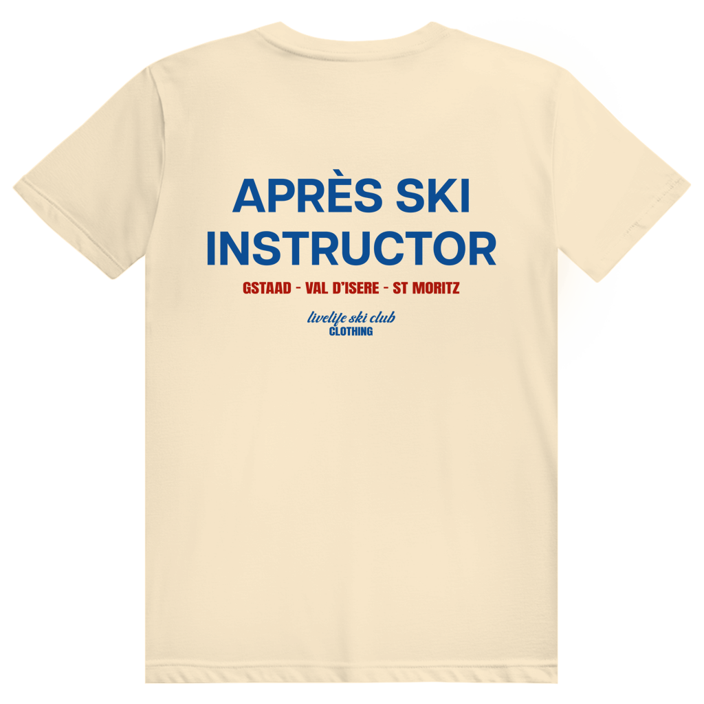 Après Ski Instructor - Lustiger Après Ski Lehrer - Premium Bio Unisex (Rückendruck) T-Shirt