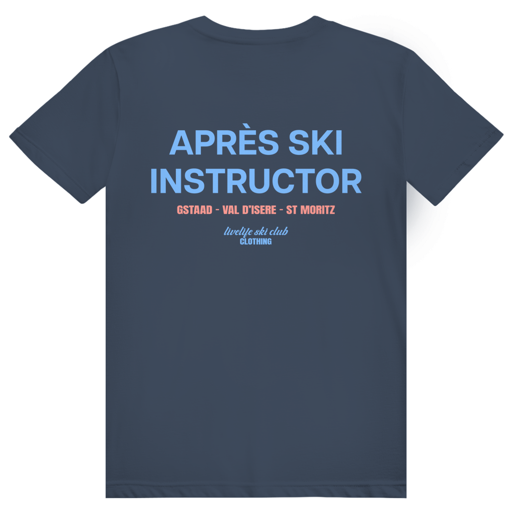 Après Ski Instructor - Lustiger Après Ski Lehrer - Premium Bio Unisex (Rückendruck) T-Shirt
