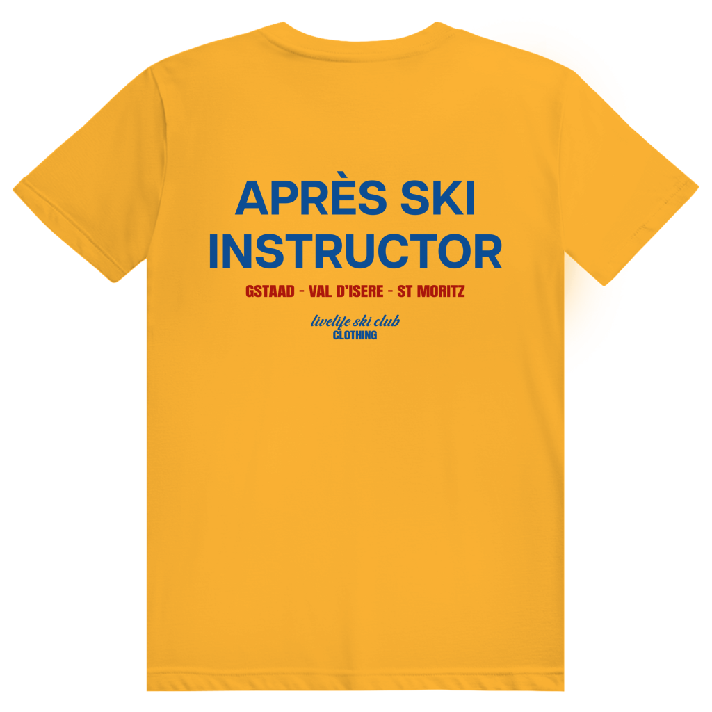 Après Ski Instructor - Lustiger Après Ski Lehrer - Premium Bio Unisex (Rückendruck) T-Shirt