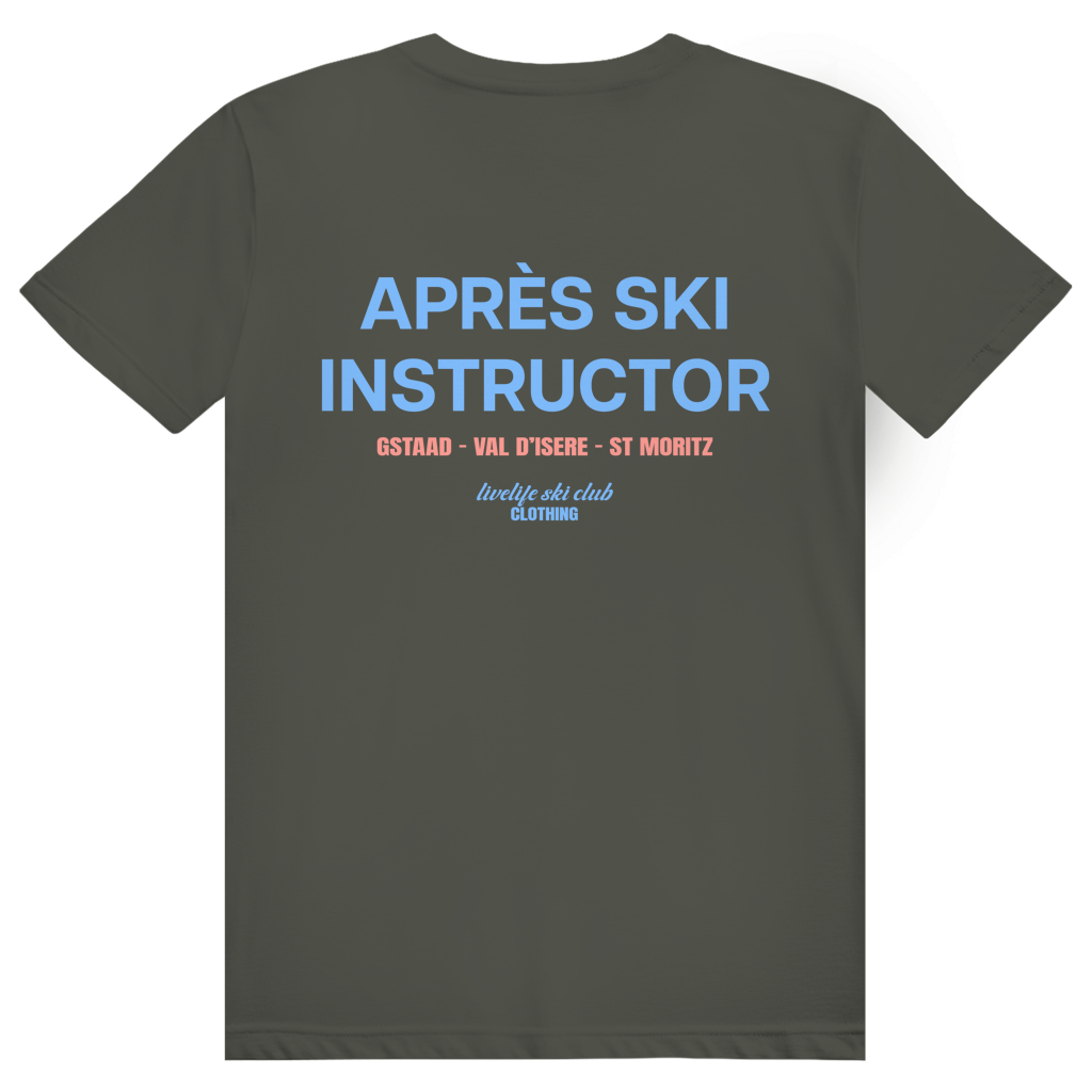 Après Ski Instructor - Lustiger Après Ski Lehrer - Premium Bio Unisex (Rückendruck) T-Shirt