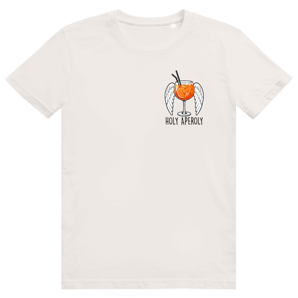 Holy Aperoly - Wings Pocket - Lustiger Aperol Spritz Spruch - Premium Bio Unisex T-Shirt
