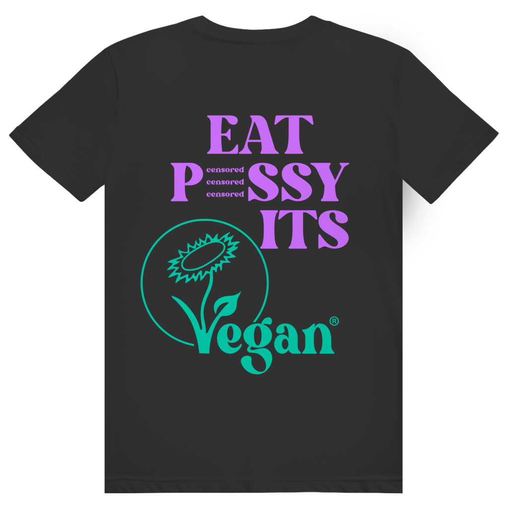 EAT PUSSY IT'S VEGAN - Censored - Liebe & Love Statement - Premium Bio Unisex (Rückendruck) T-Shirt