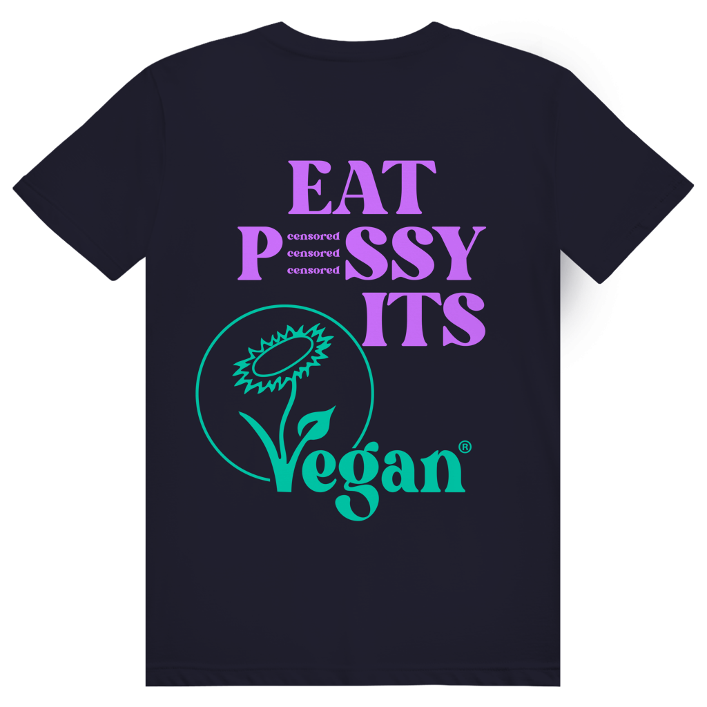 EAT PUSSY IT'S VEGAN - Censored - Liebe & Love Statement - Premium Bio Unisex (Rückendruck) T-Shirt
