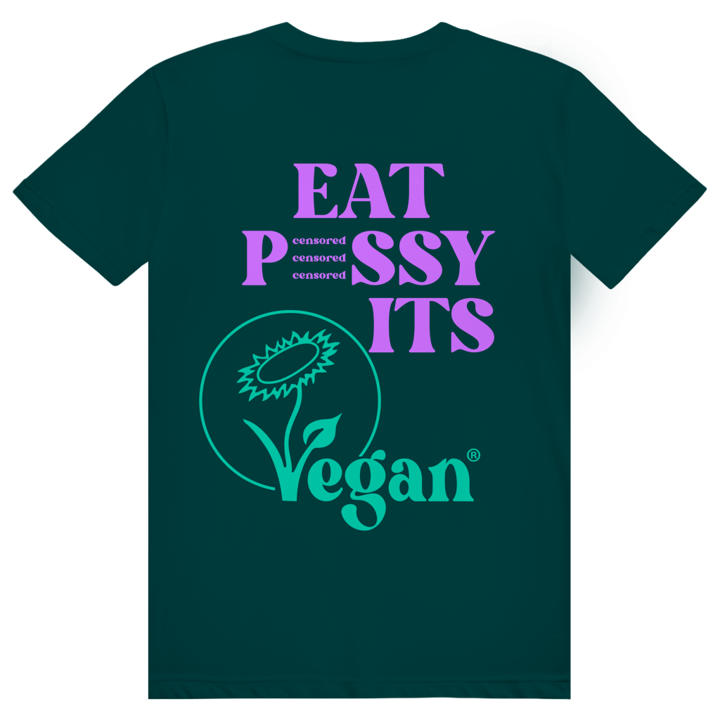 EAT PUSSY IT'S VEGAN - Censored - Liebe & Love Statement - Premium Bio Unisex (Rückendruck) T-Shirt