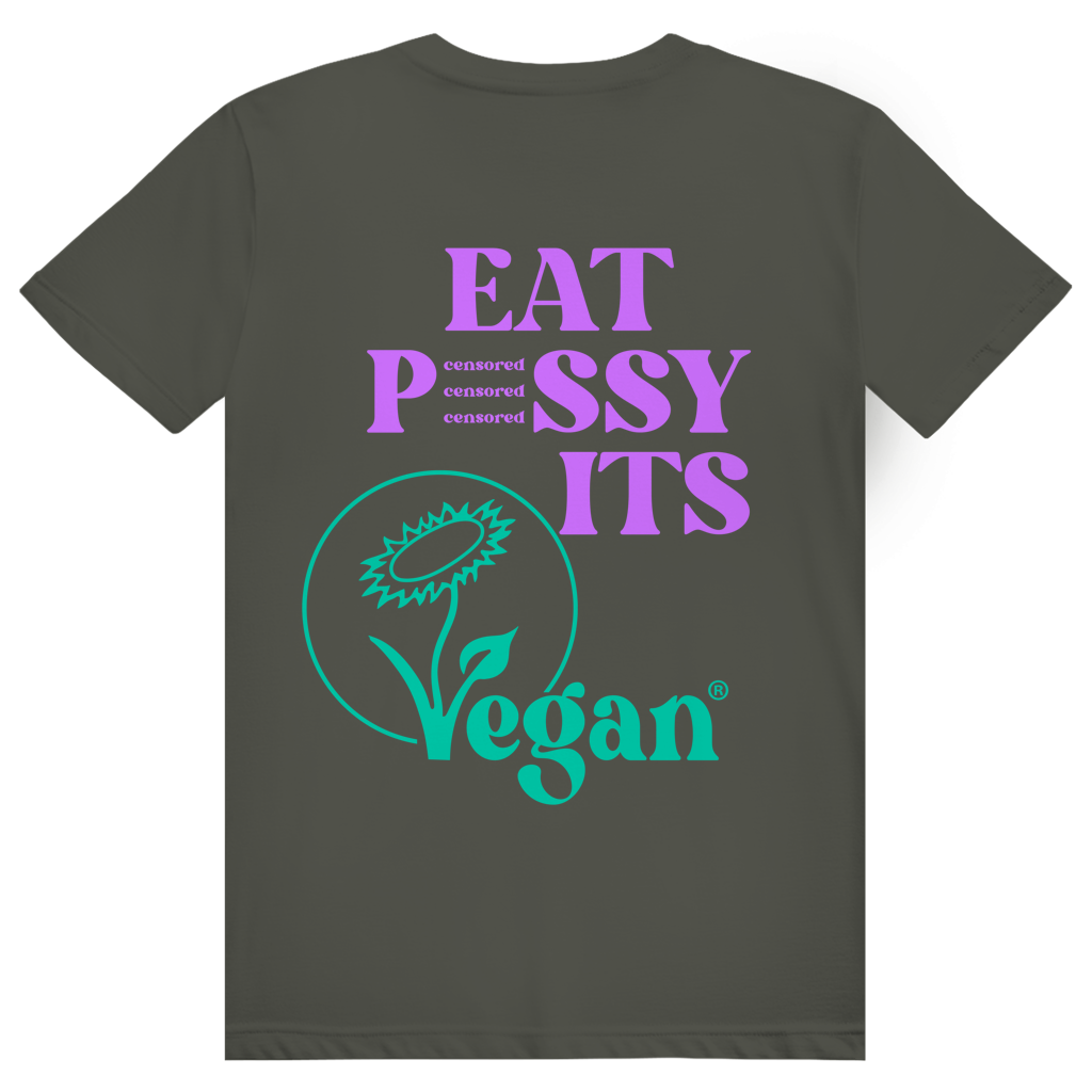 EAT PUSSY IT'S VEGAN - Censored - Liebe & Love Statement - Premium Bio Unisex (Rückendruck) T-Shirt
