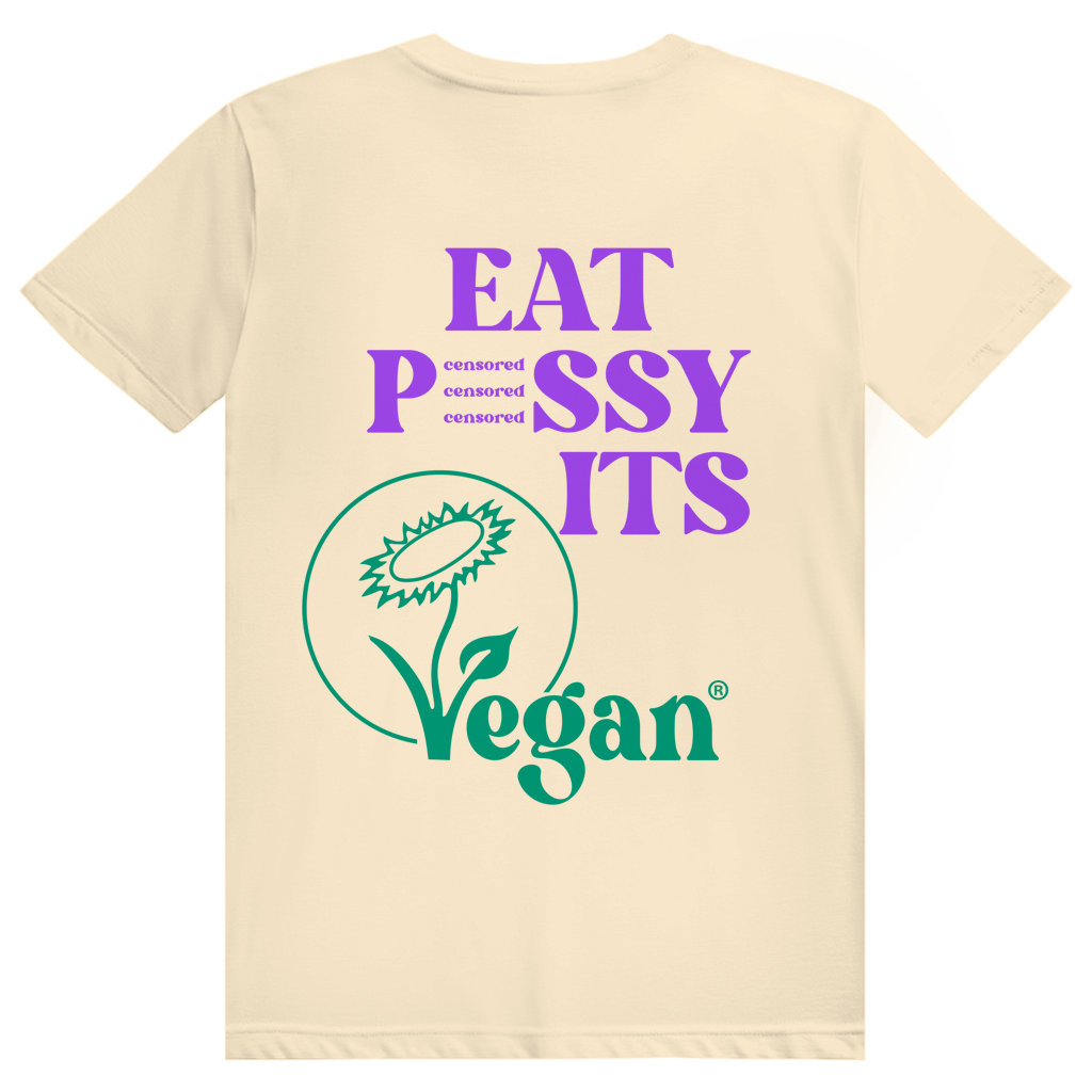 EAT PUSSY IT'S VEGAN - Censored - Liebe & Love Statement - Premium Bio Unisex (Rückendruck) T-Shirt