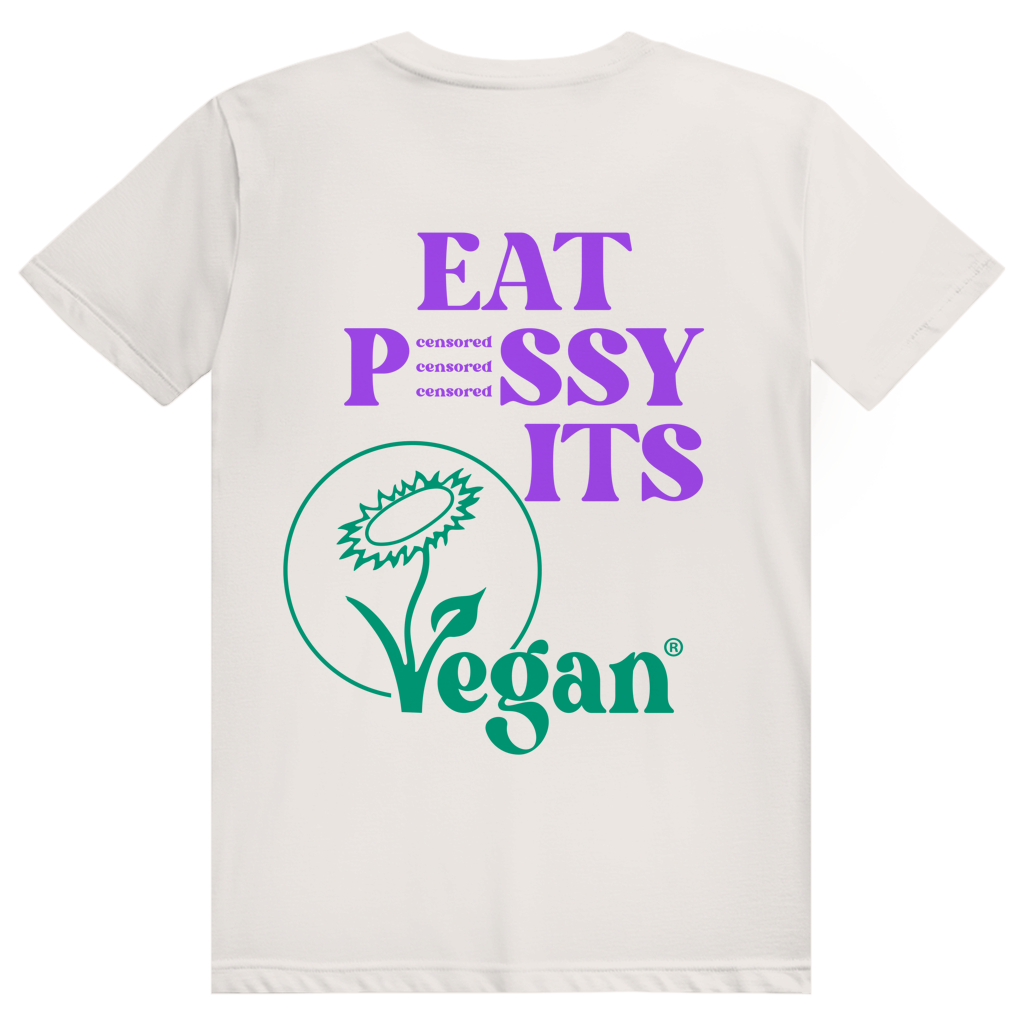 EAT PUSSY IT'S VEGAN - Censored - Liebe & Love Statement - Premium Bio Unisex (Rückendruck) T-Shirt