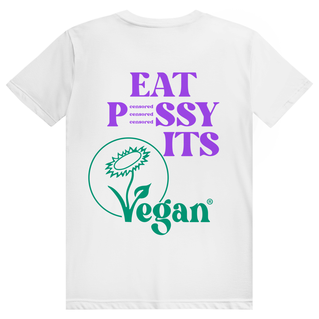 EAT PUSSY IT'S VEGAN - Censored - Liebe & Love Statement - Premium Bio Unisex (Rückendruck) T-Shirt